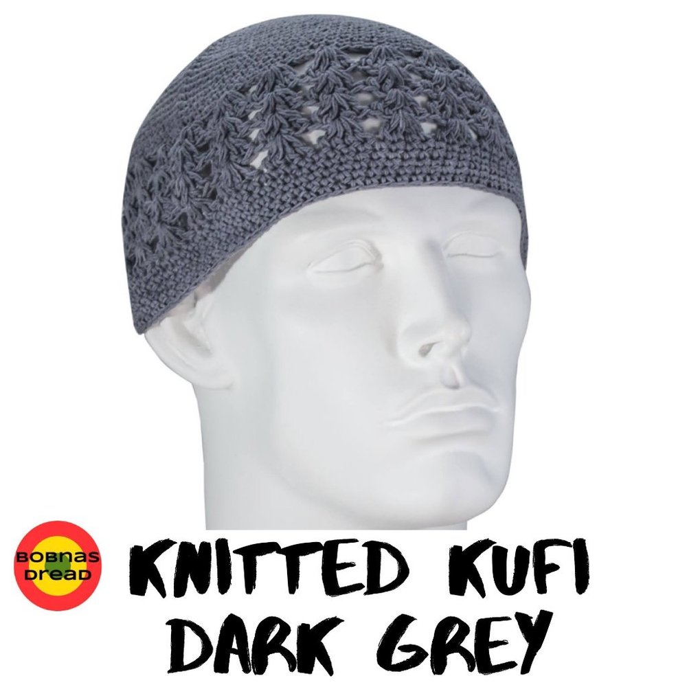 Knitted Men's Kufi Cap - Grey